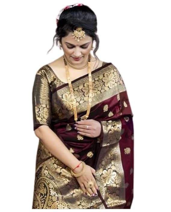 C J Enterprise Women's Pure Soft Kanjivaram Silk Saree For Wedding Banarasi Style Sari With Blouse Piece (Vruksh-50)