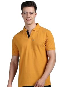 Lux Cozi Men's Half Sleeve Soild Casual Regular Fit T-Shirt with Chest Pocket | Polo Tshirt for Men