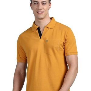 Lux Cozi Men's Half Sleeve Soild Casual Regular Fit T-Shirt with Chest Pocket | Polo Tshirt for Men