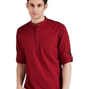 Amazon Brand - Symbol Men's Cotton Shirt | Kurta Placket Style | Casual | Plain | Full Sleeve | Summer - Regular Fit (Available in Plus Size and Combo Packs)